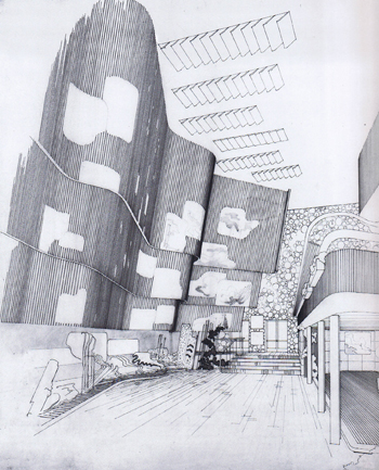 0. alvar aalto pabellon de finlandia new york  - dibujo interior 350